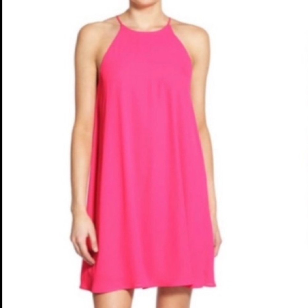 Everly High Neck Trapeze Pink Dress Size L